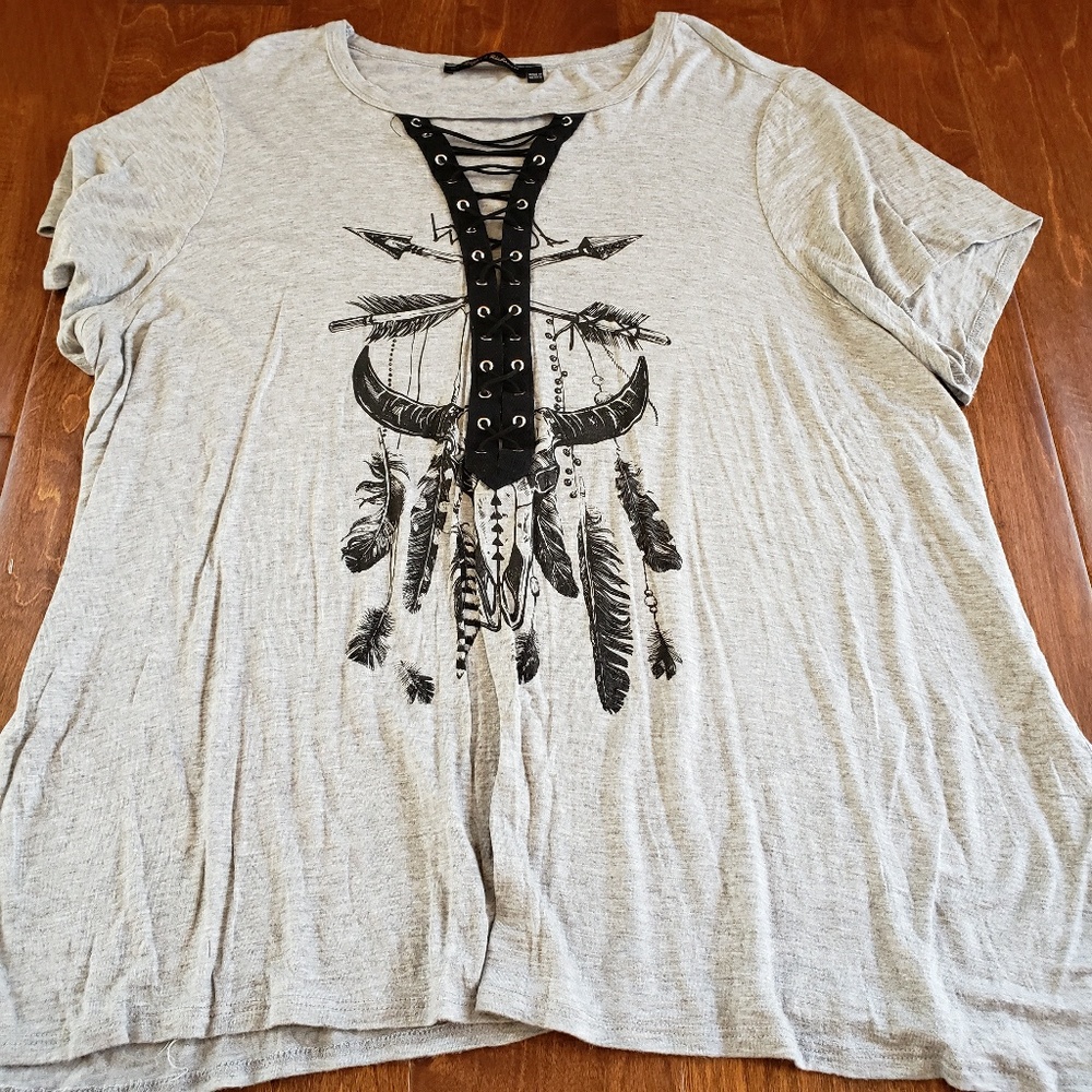 Lace Up Front Skull Tee